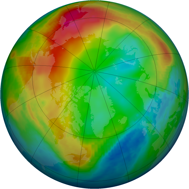 Arctic ozone map for 14 January 1990